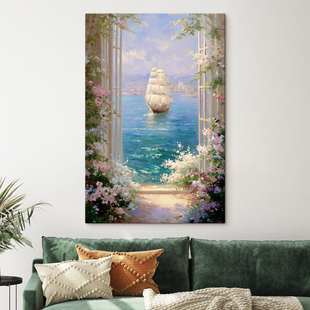 Painting of a ship in the water Painting of a ship in the water
