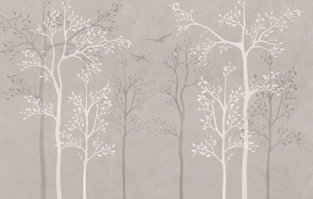 Wallpaper with trees and birds Wallpaper with trees and birds