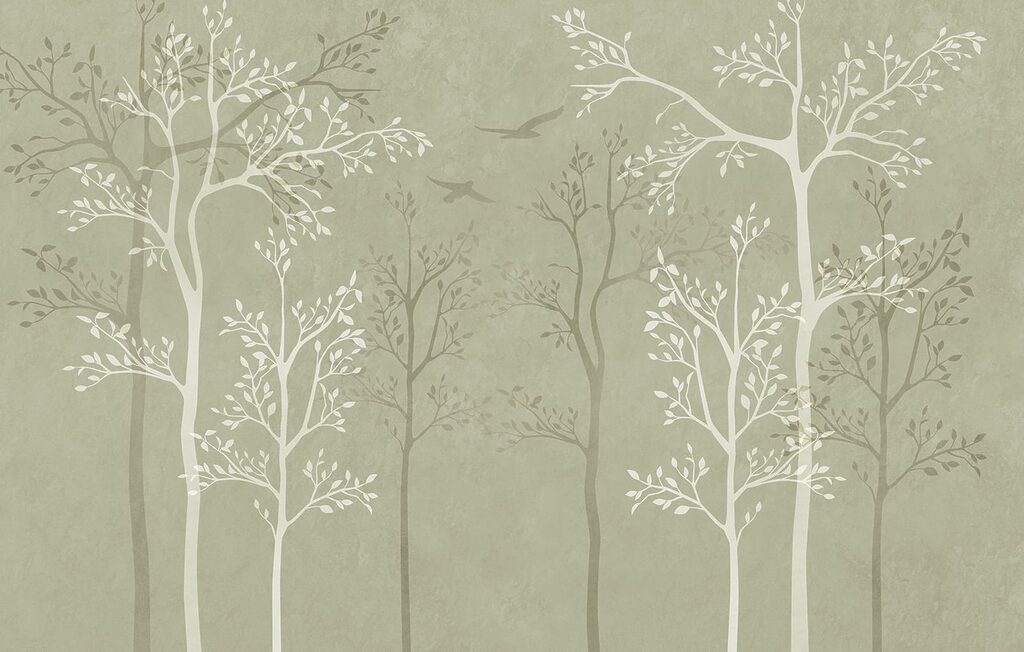 Wallpaper with trees and birds Wallpaper with trees and birds