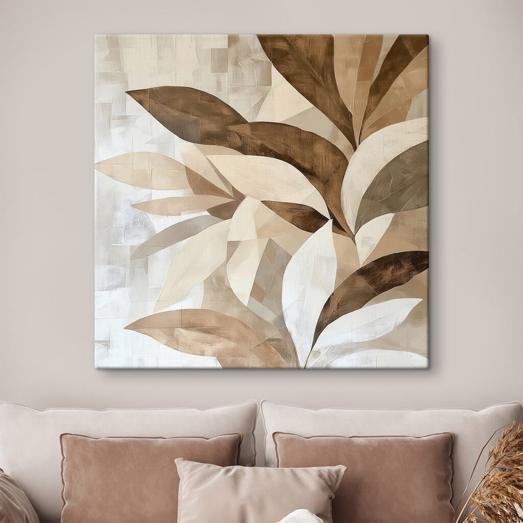 Painting of leaves on a wall