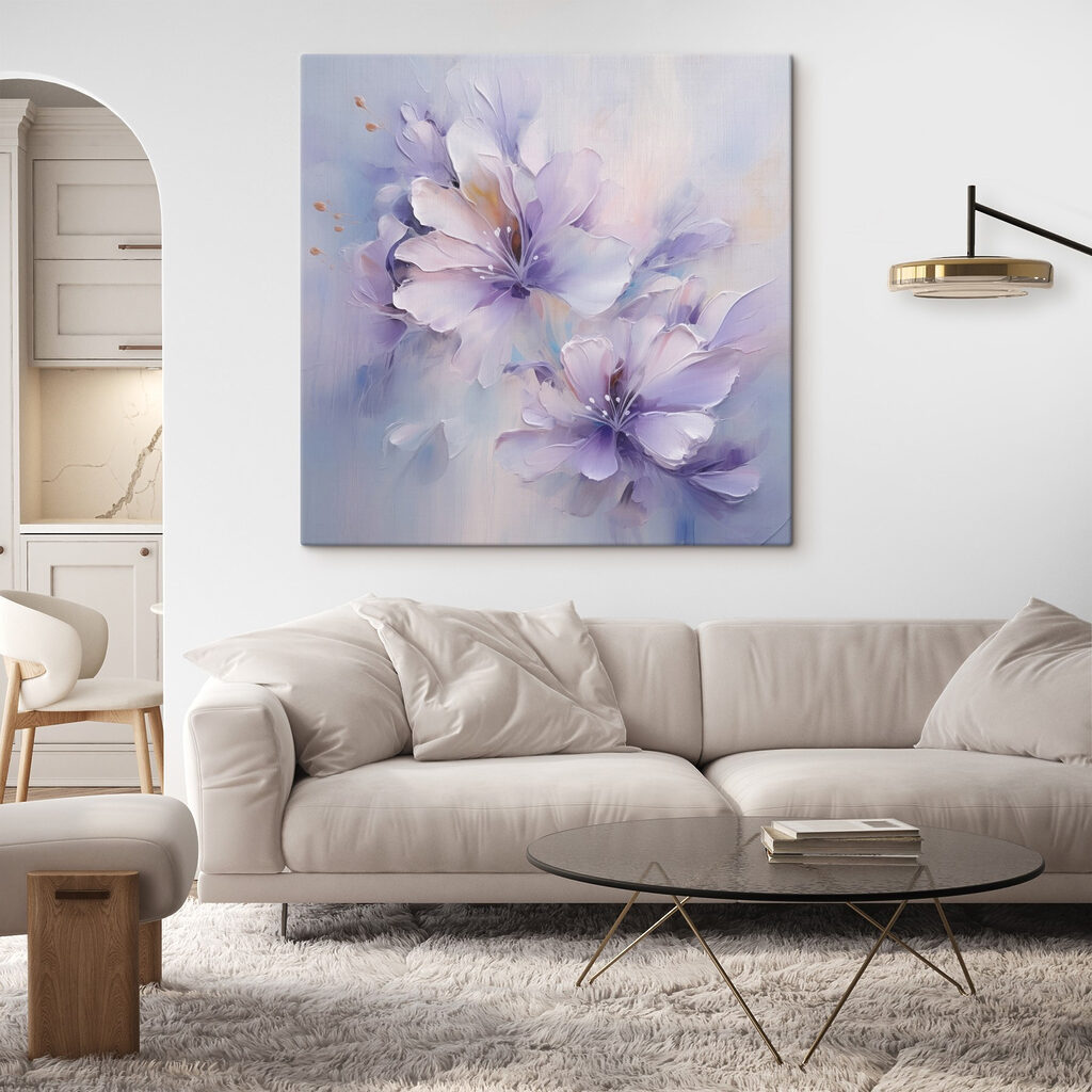 Painting of flowers on a white surface