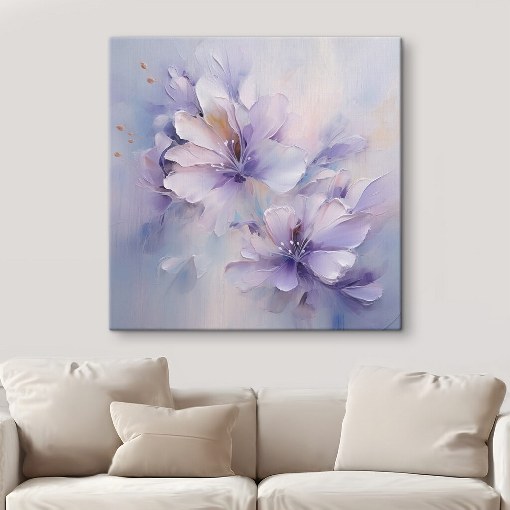 Painting of flowers on a white surface