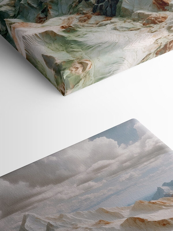 Snowy mountain with clouds in the sky