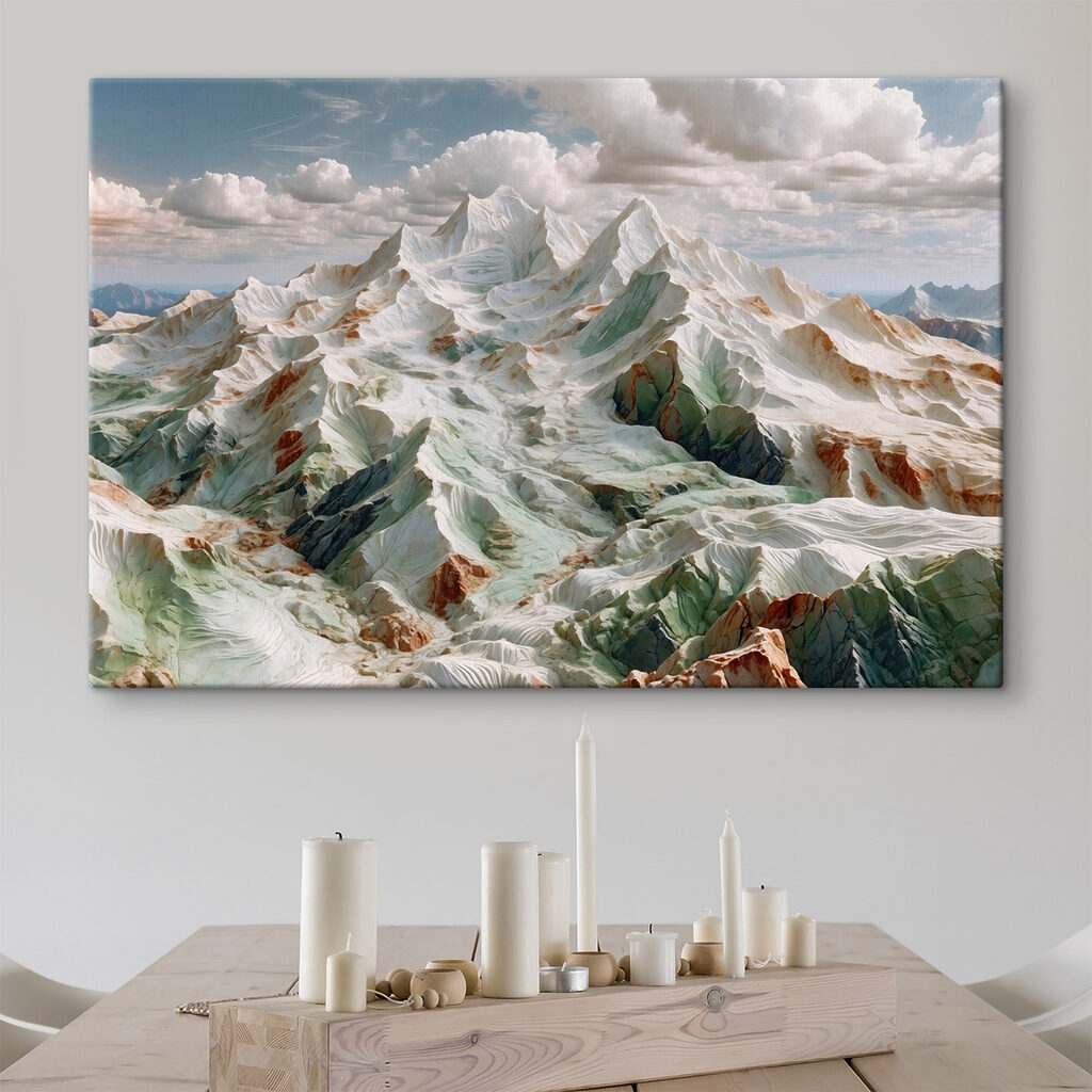 Snowy mountain with clouds in the sky