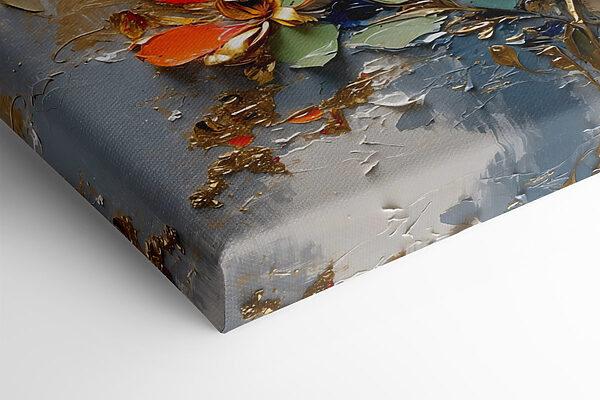 Painting of flowers on a grey surface