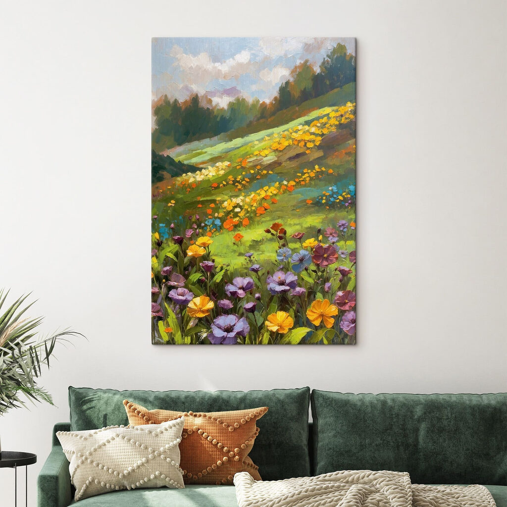 Painting of a field of flowers Painting of a field of flowers