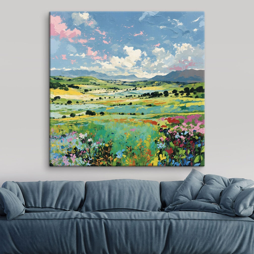 Painting of a field of flowers Painting of a field of flowers