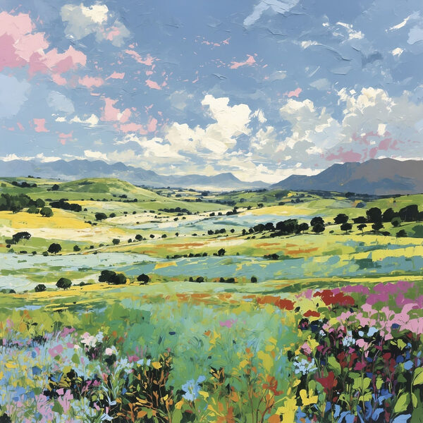 Painting of a field of flowers Painting of a field of flowers