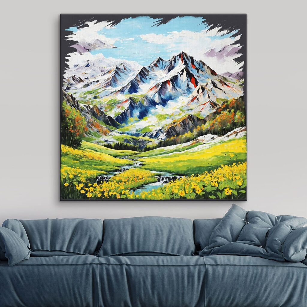 Painting of a mountain range Painting of a mountain range
