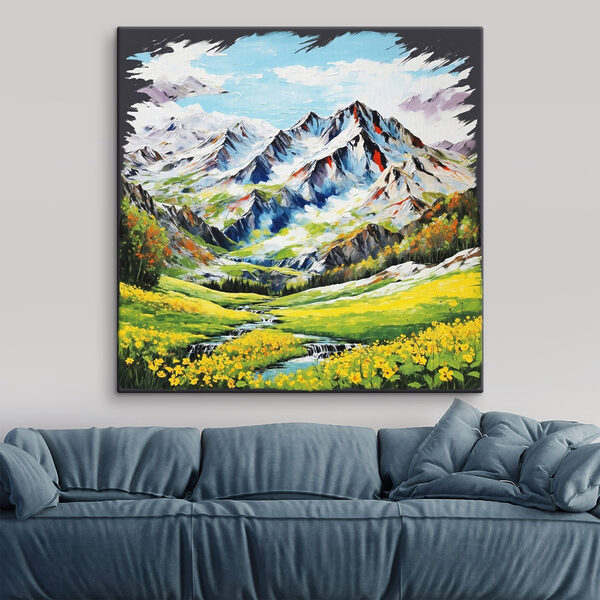 Painting of a mountain range Painting of a mountain range