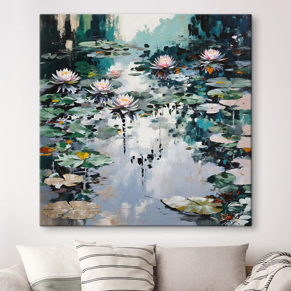 Painting of lily pads and flowers Painting of lily pads and flowers