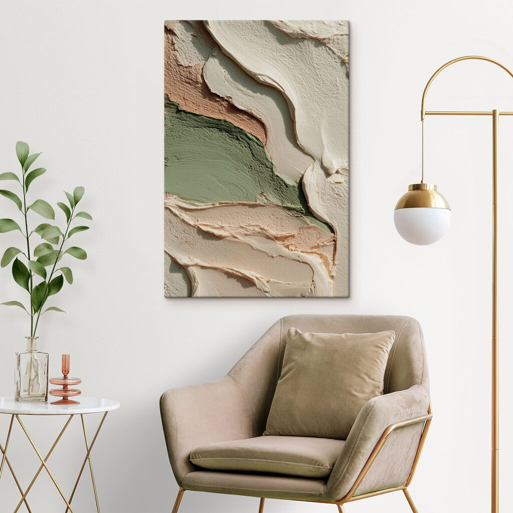 - Earthy tones in flowing patterns