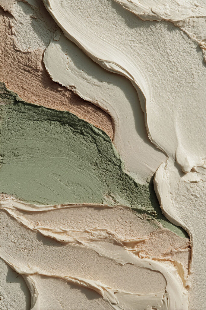 - Earthy tones in flowing patterns