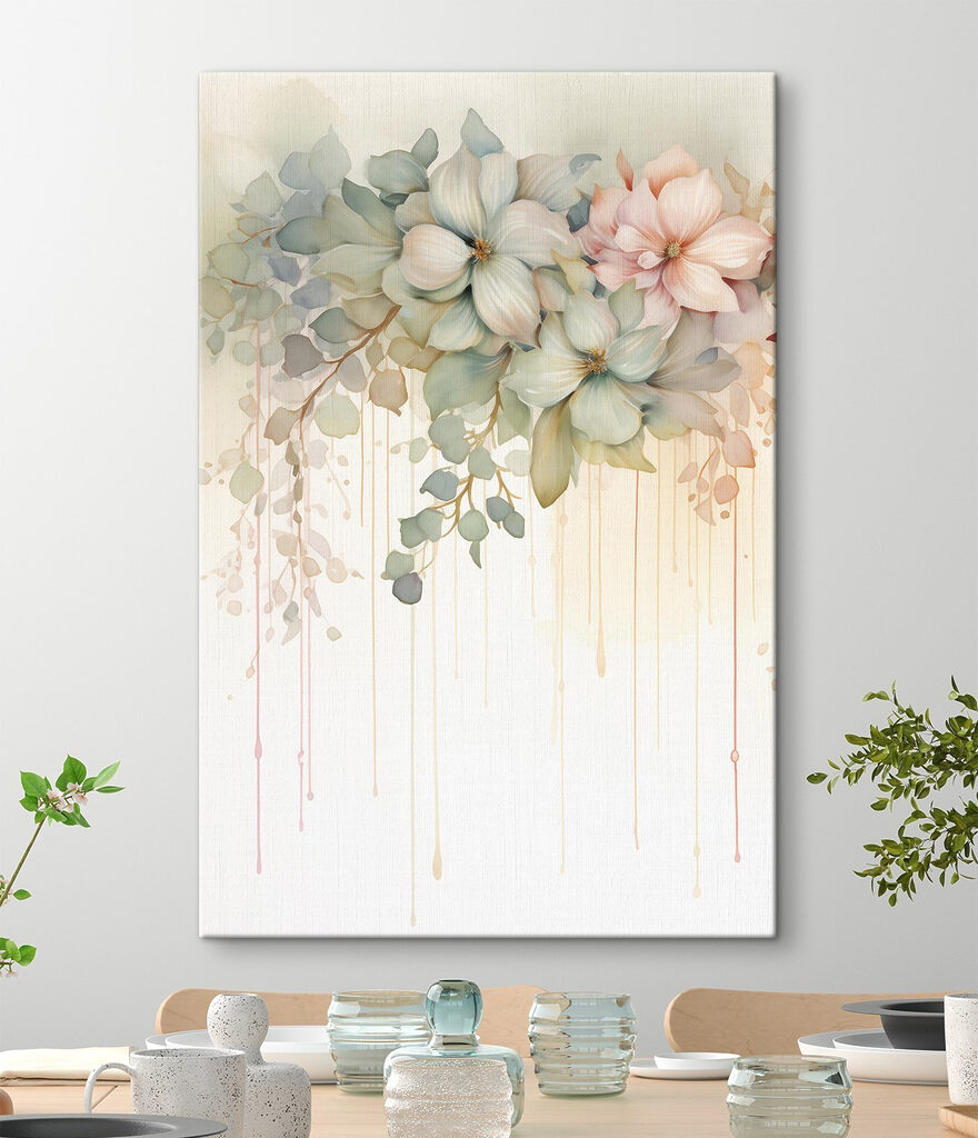 Painting of flowers on a white background Painting of flowers on a white background