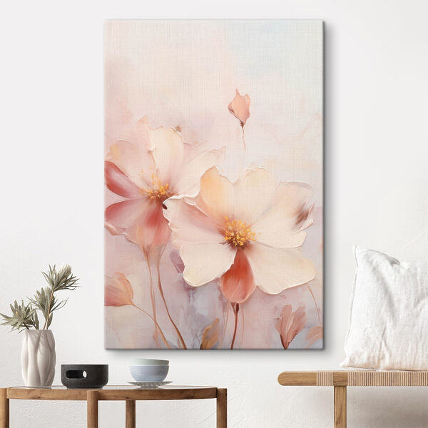 Painting of flowers on a white surface Painting of flowers on a white surface