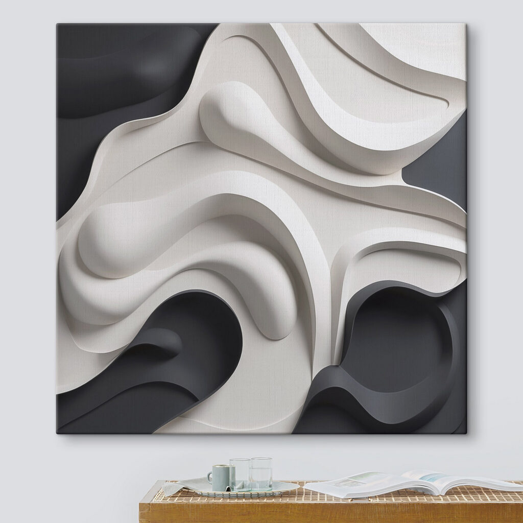 Black and white wavy shapes Black and white wavy shapes