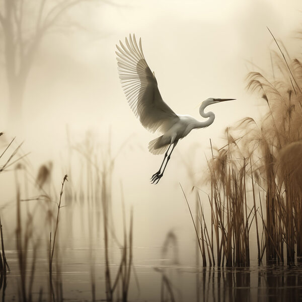 Bird flying over water