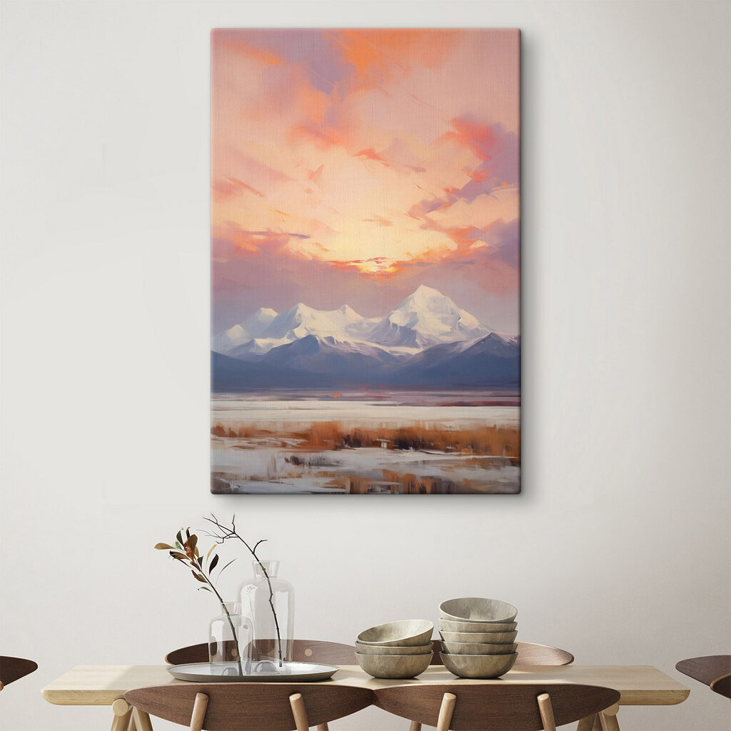 Mountain range with a pink sky Mountain range with a pink sky