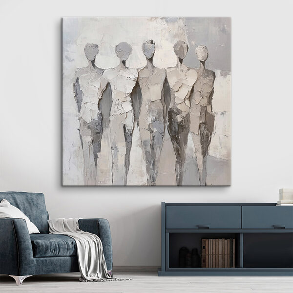 Group of people painted in white