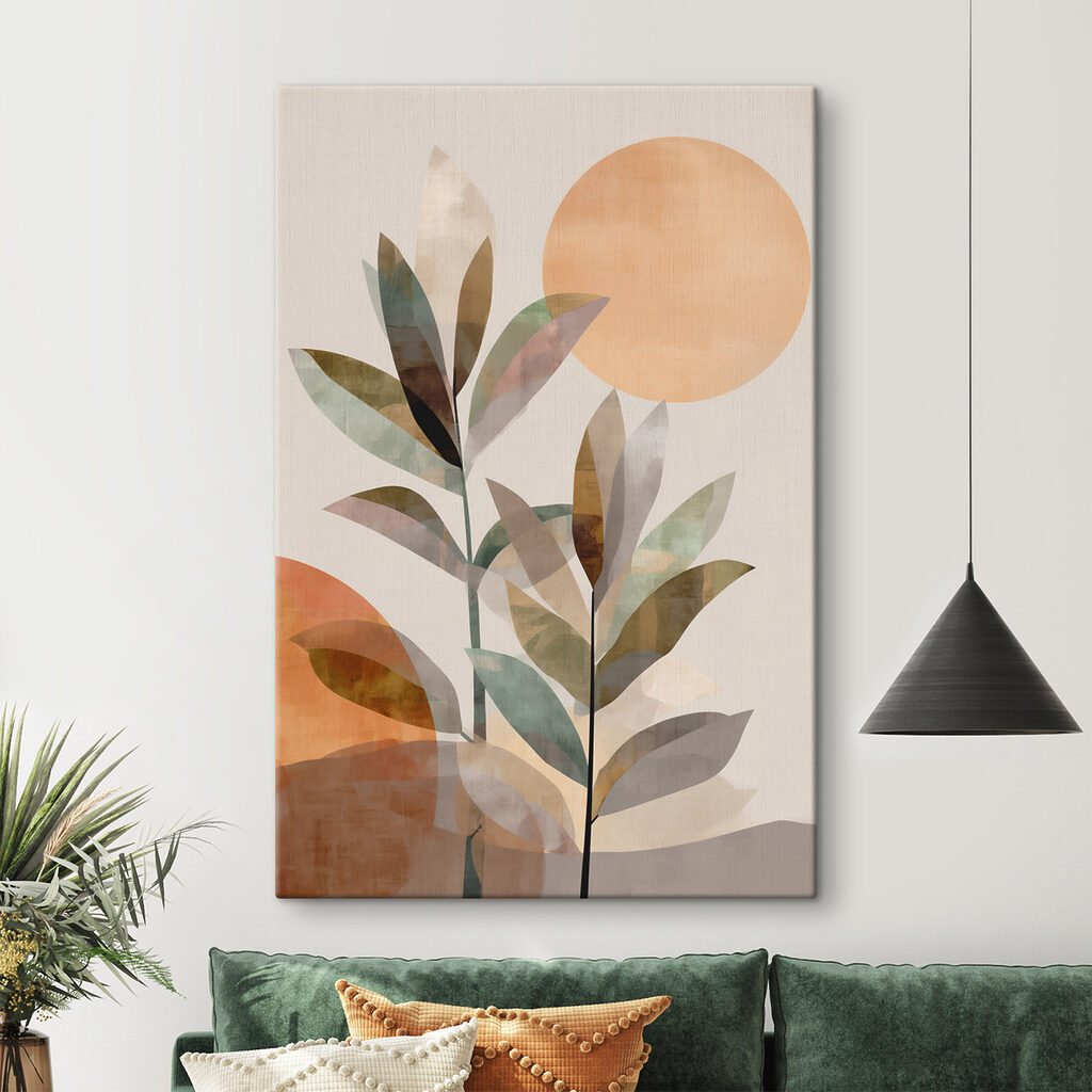 Painting of leaves and sun