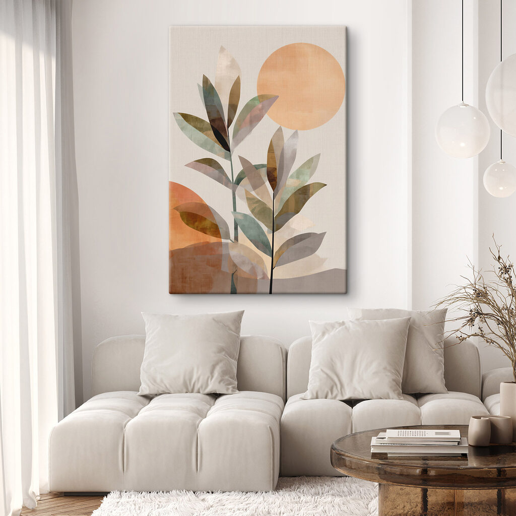 Painting of leaves and sun