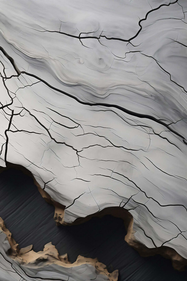 White and black cracked surface