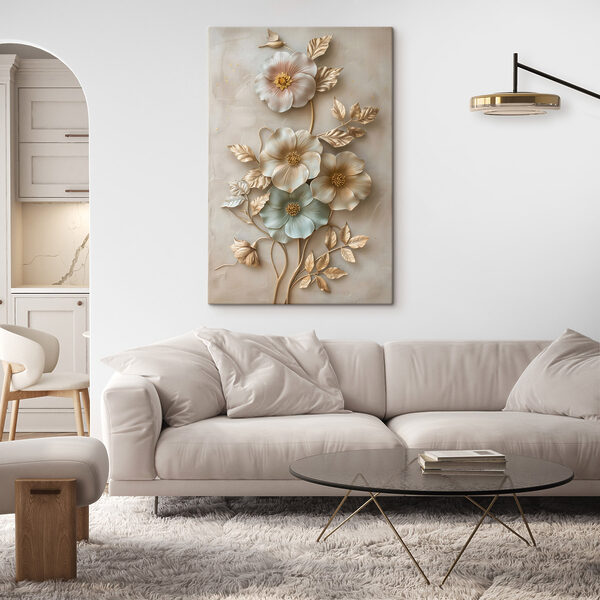 Wall decoration with flowers and leaves