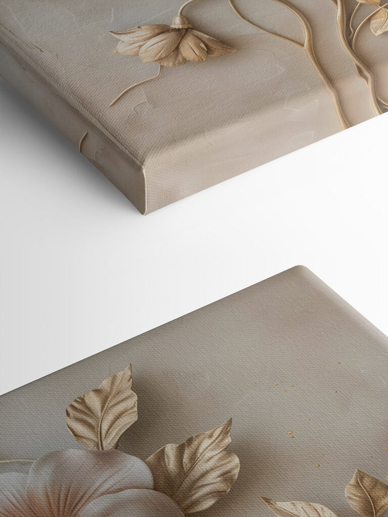 Wall decoration with flowers and leaves