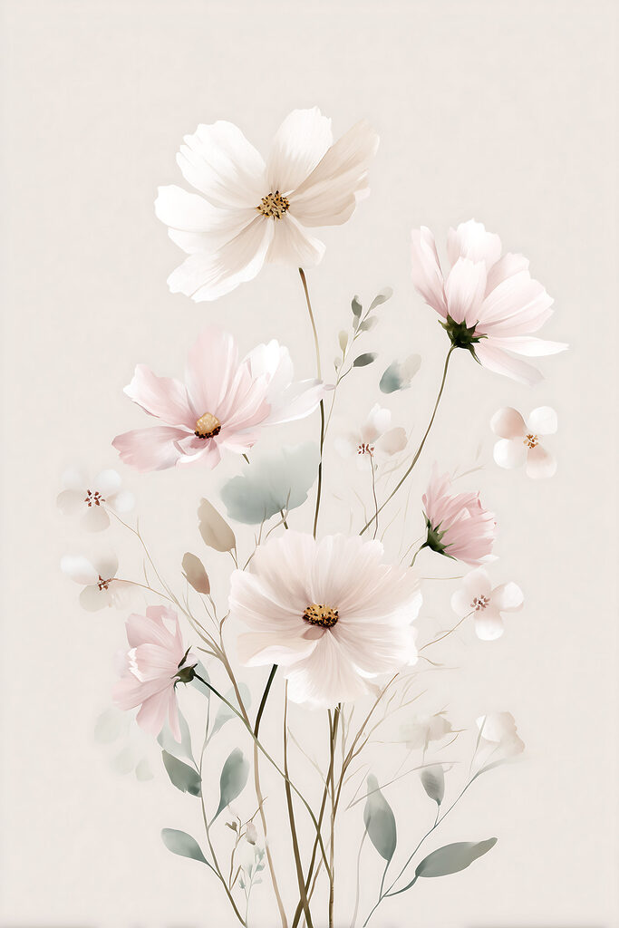 Delicate blooms in soft pastel hues