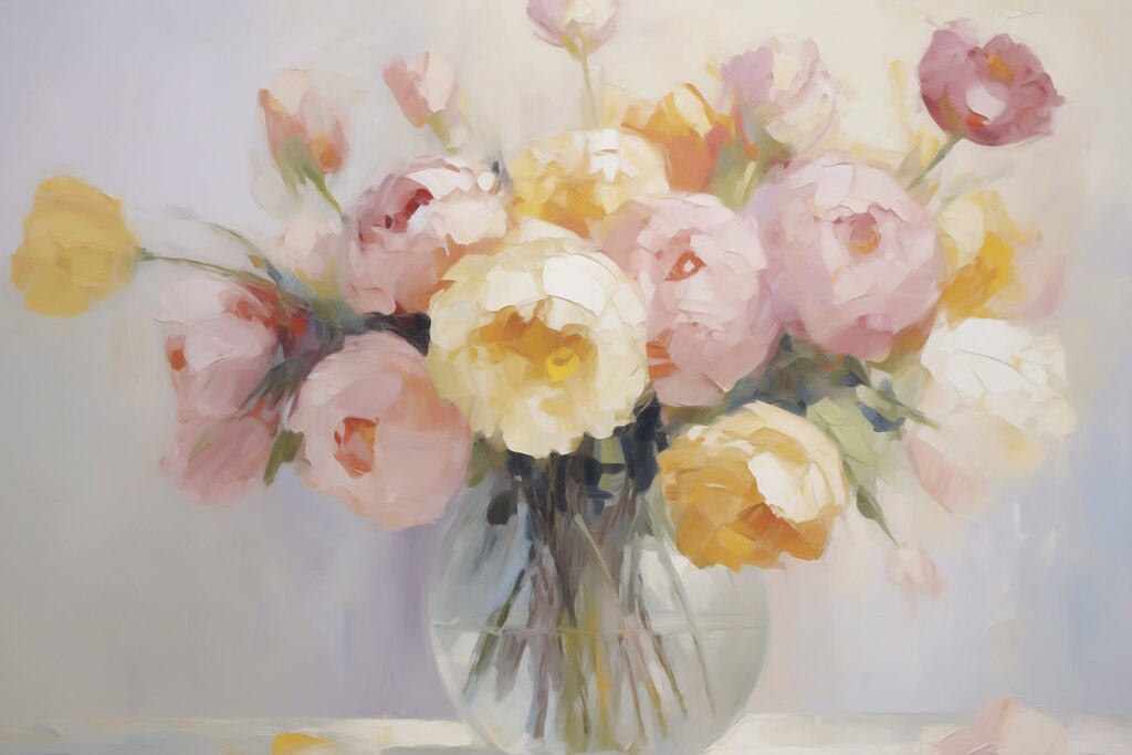 Painting of flowers in a vase