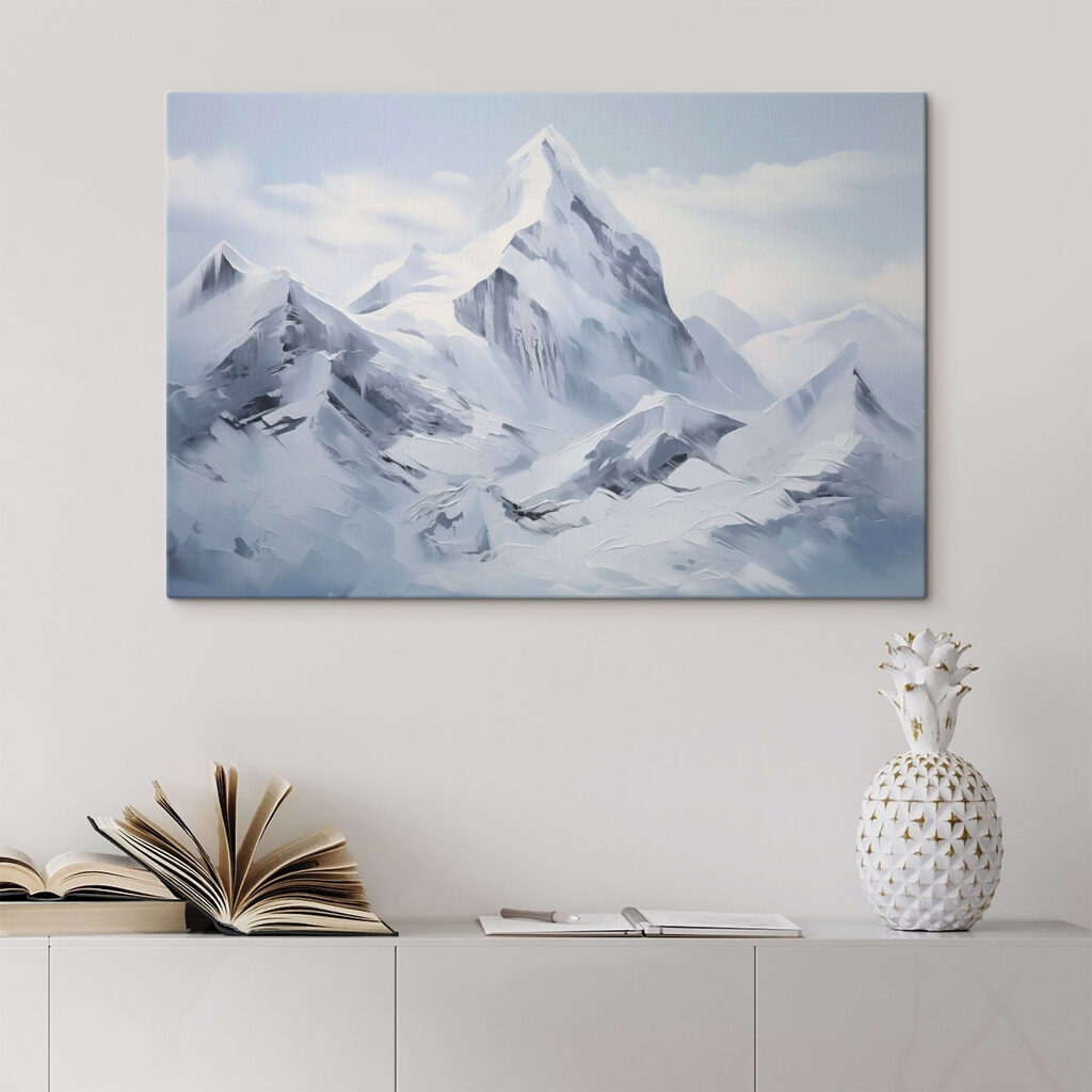 Snowy mountain with a blue sky