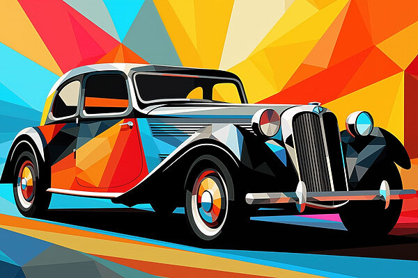 Colorful car on a road