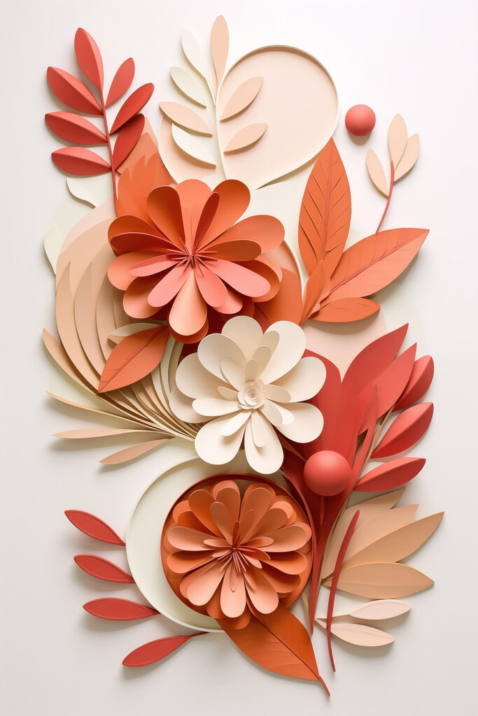 Paper flowers and leaves Paper flowers and leaves