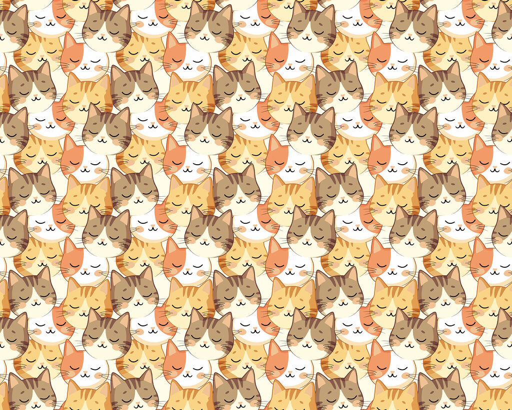 Group of cats in a row