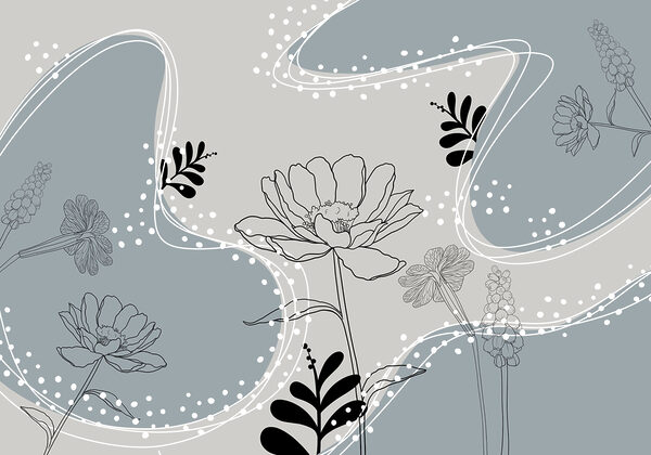 Drawing of flowers and leaves