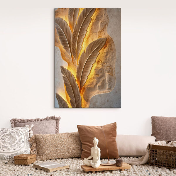 - Elegant leaf design on textured wall