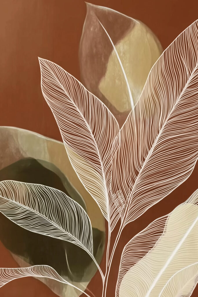 Vibrant leaves against earthy tones