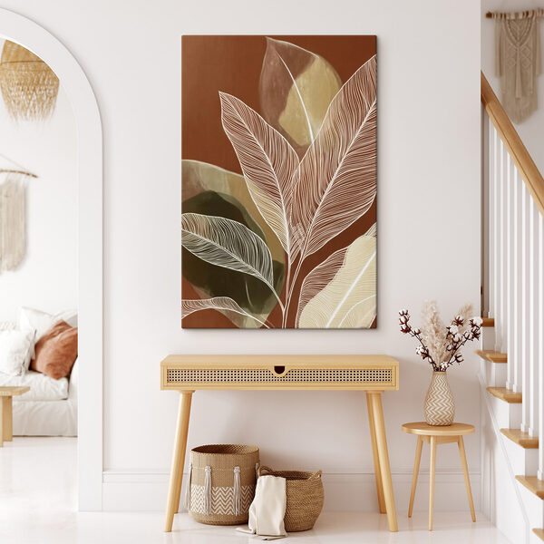 Vibrant leaves against earthy tones
