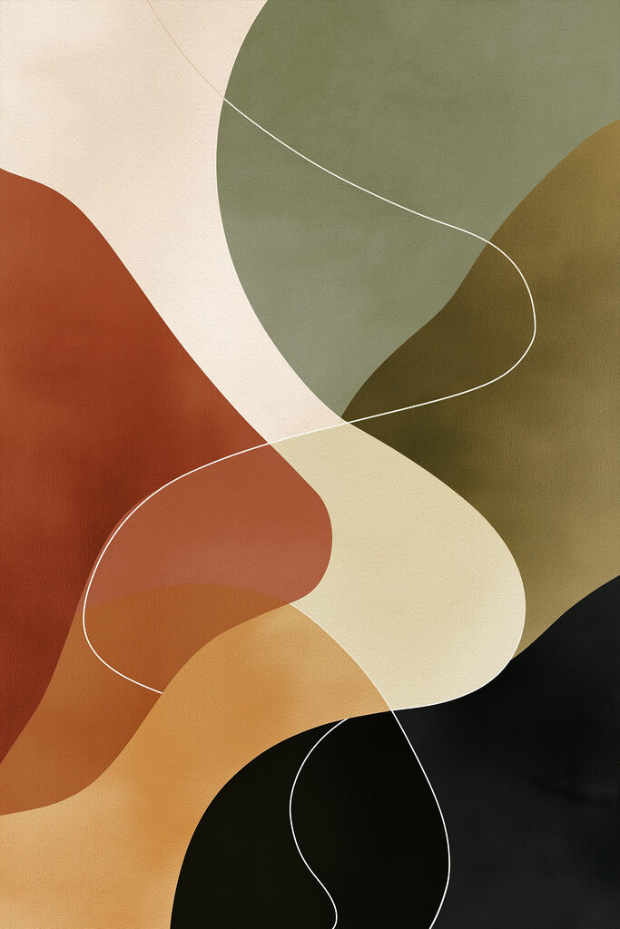 Colorful art piece with white lines