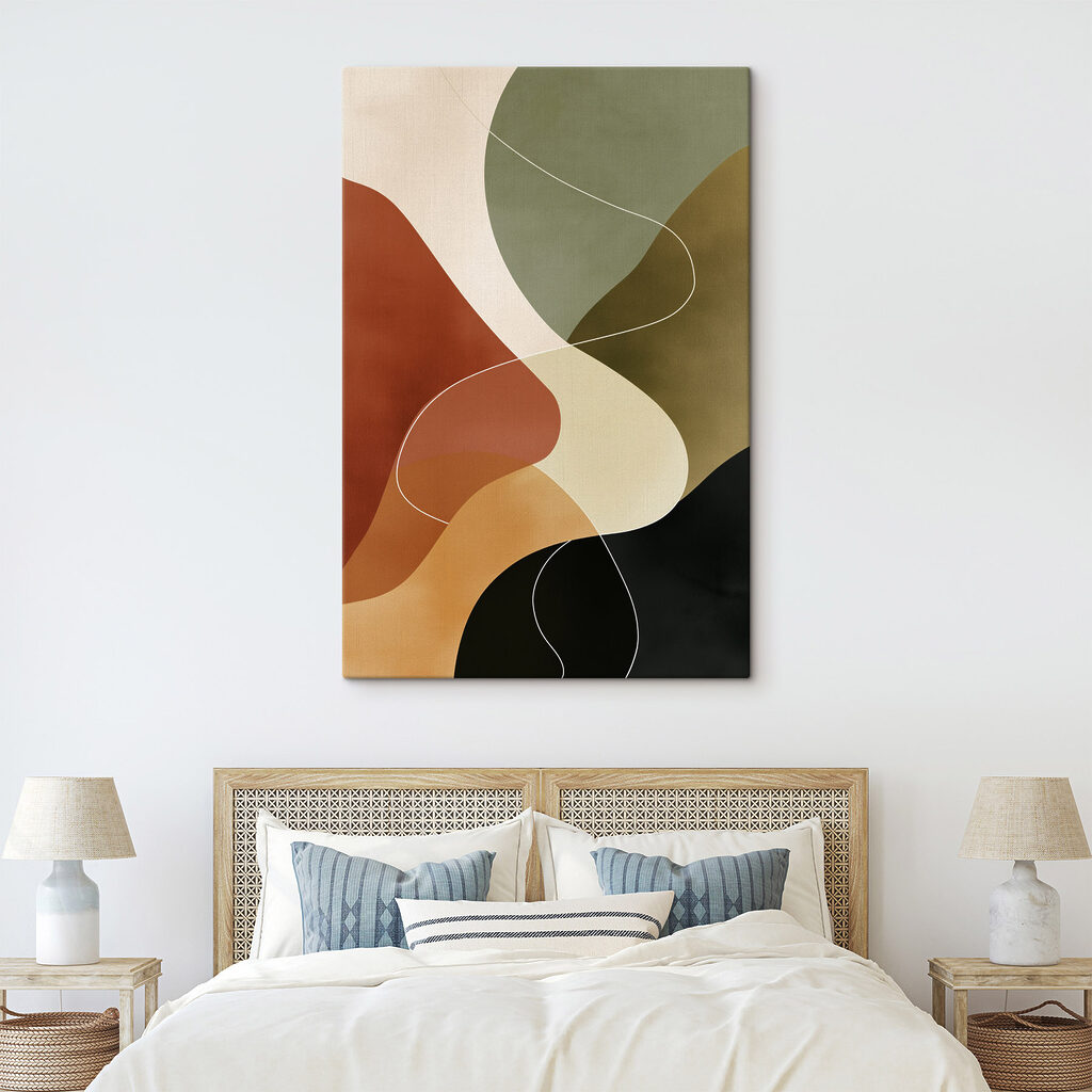 Colorful art piece with white lines