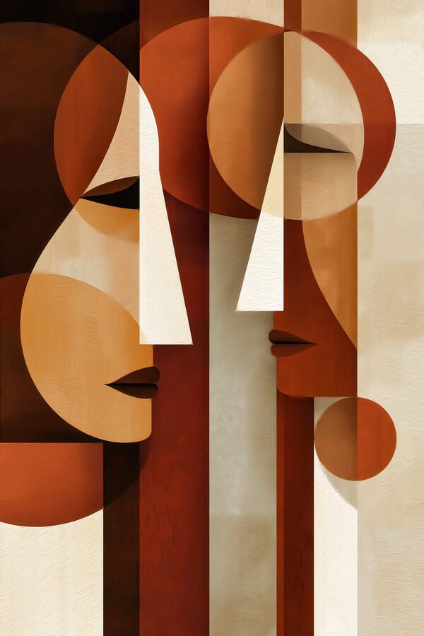 Painting of a couple of faces
