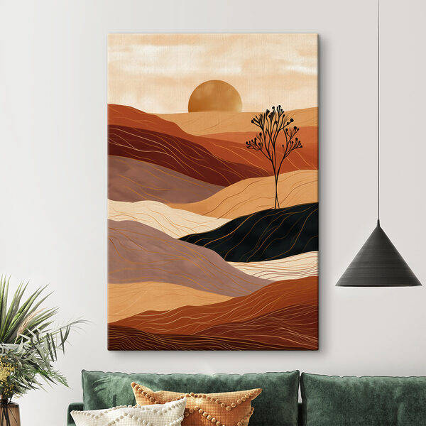 Landscape with a tree and hills Landscape with a tree and hills