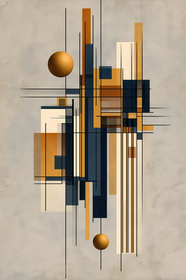 Art piece of art with a ball and squares
