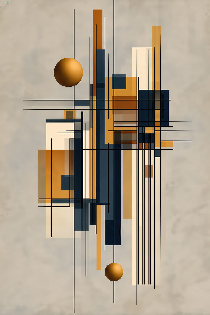 Art piece of art with a ball and squares