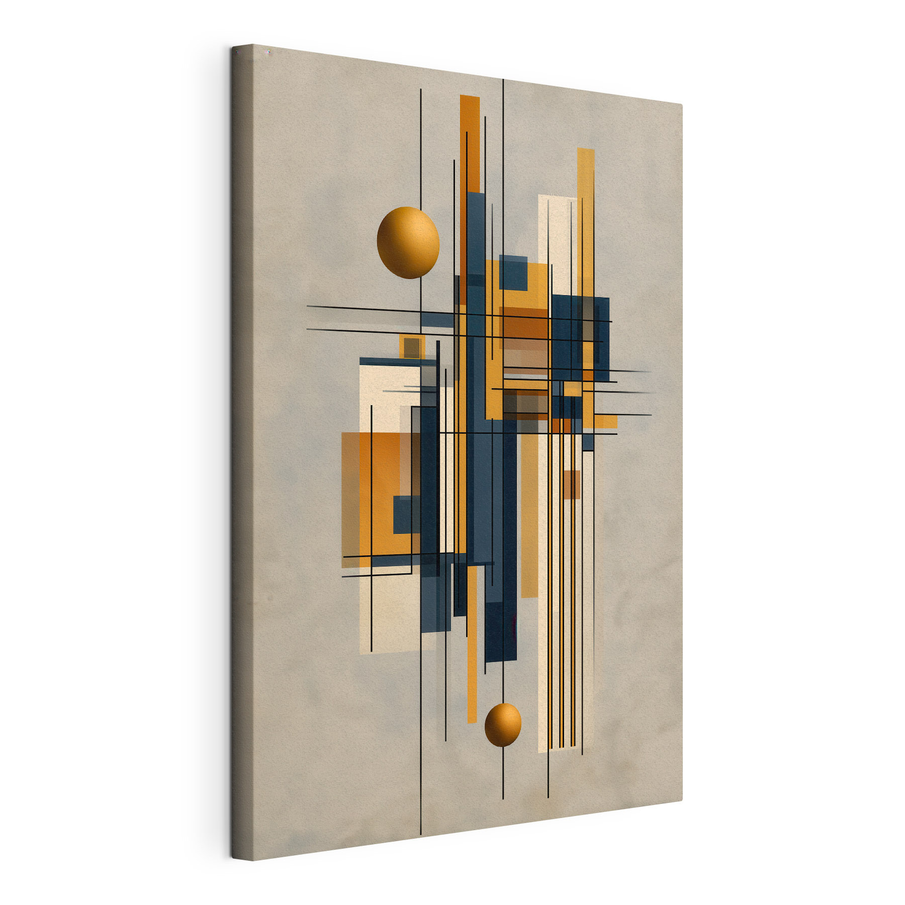 Art piece of art with a ball and squares