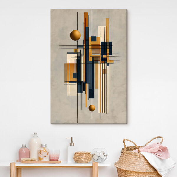 Art piece of art with a ball and squares