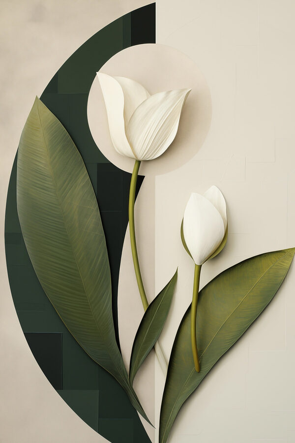 White flowers with green leaves White flowers with green leaves