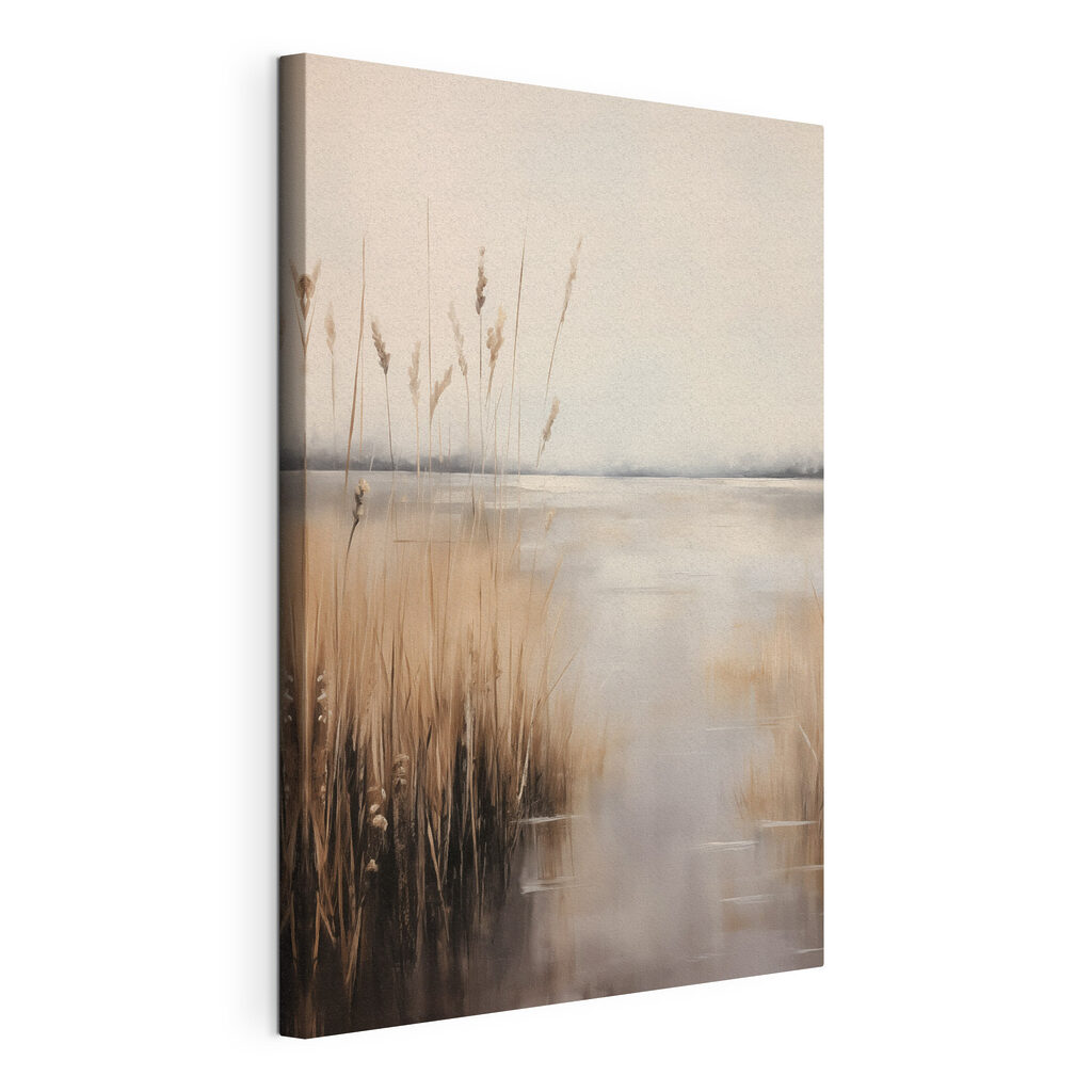 Water with tall grass and a body of water