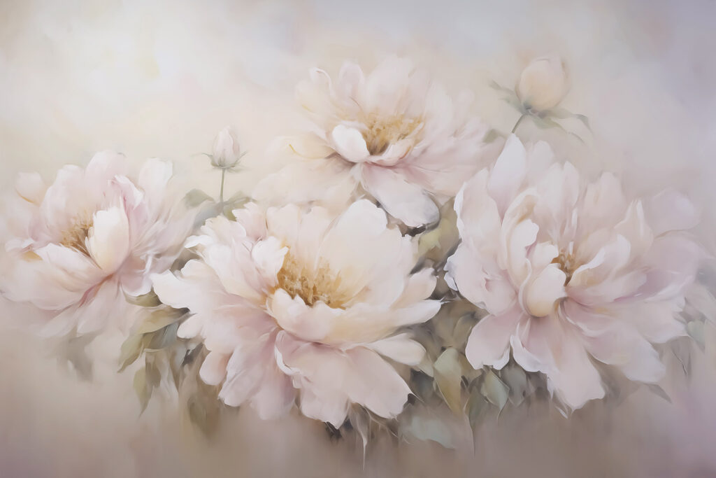 Painting of flowers on a white background