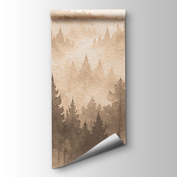 Foggy mountain landscape with trees and a river Foggy mountain landscape with trees and a river